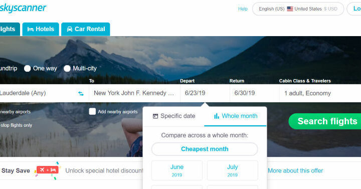 How to Save Money on Flights With Skyscanner. Whole Month Search to Find Cheapest Days