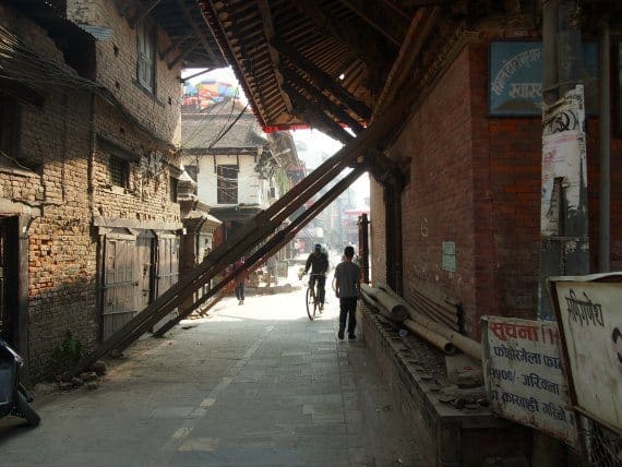 earthquake damage patan durbar square kathmandu nepal