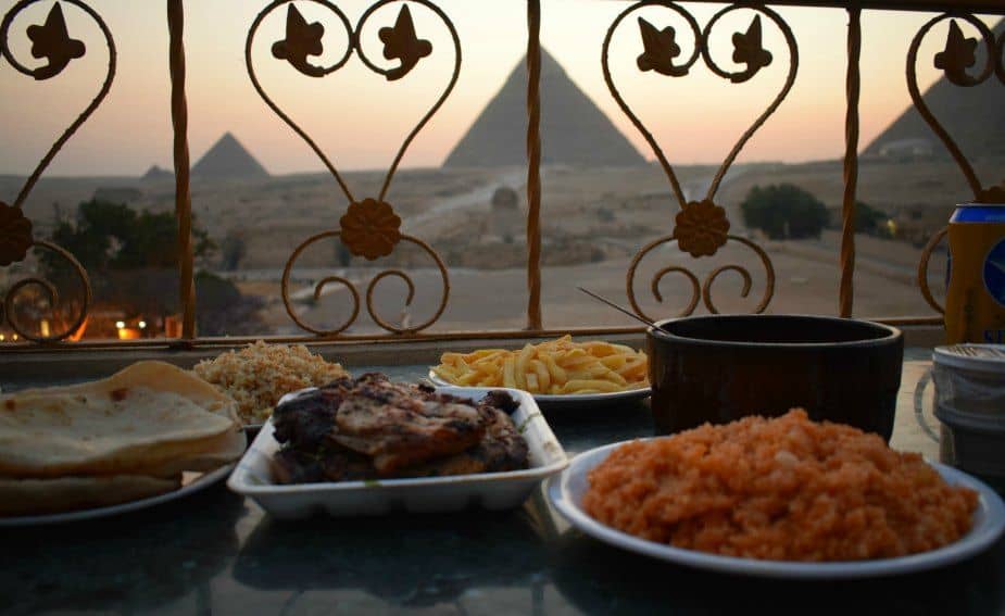 hotel and restaurant with beer near pyramids giza cairo