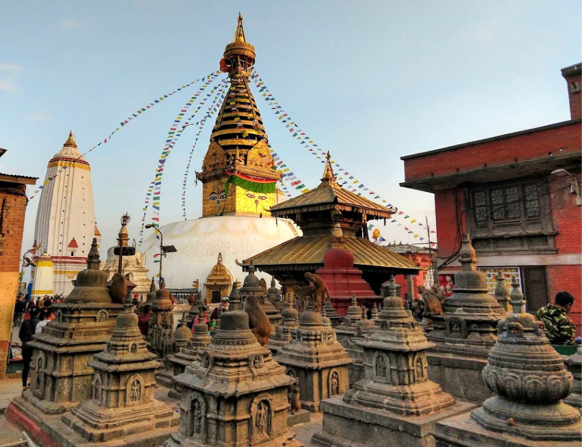 graves and cemetary at swayambhunath stupa kathmandu