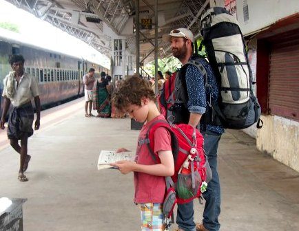 One for Dad and one for me. Backpacks or travel packs are what you need for our style of travel. India.